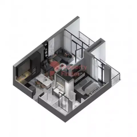 Plattegrond van 1 slaapkamer in Rukan Residence