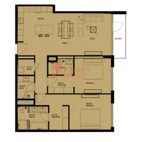 Plattegrond van 2 slaapkamers in Q Gardens Lofts By AYS Property Development