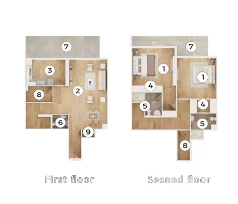 Plattegrond van 2 slaapkamers in Q Gardens Lofts By AYS Property Development