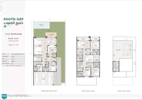 Plattegrond van 5 slaapkamers in South Bay 1