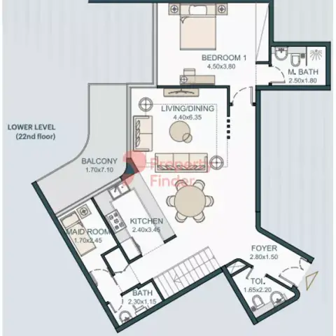 Plattegrond van 3 slaapkamers in Tria By Deyaar