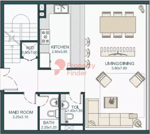 Plattegrond van 3 slaapkamers in Tria By Deyaar