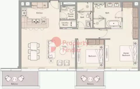 Plattegrond van 2 slaapkamers in Ellington Beach House