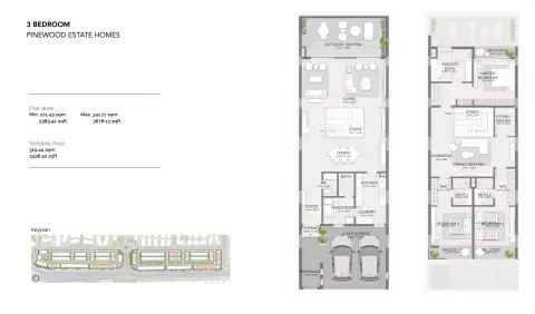 Plattegrond van 3 slaapkamers in Pinewood Village