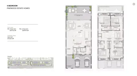 Plattegrond van 4 slaapkamers in Pinewood Village