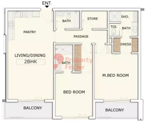 Plattegrond van 2 slaapkamers in Marquis Signature