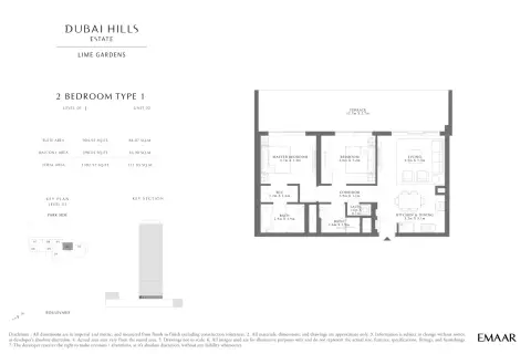 Plattegrond van 2 slaapkamers in Lime Gardens