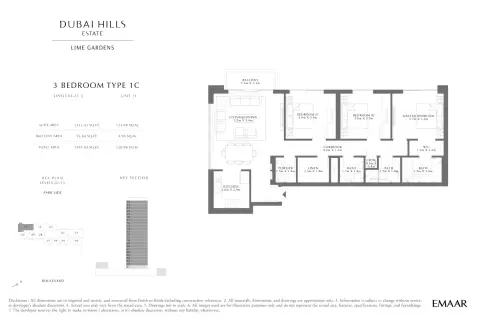 Plattegrond van 3 slaapkamers in Lime Gardens