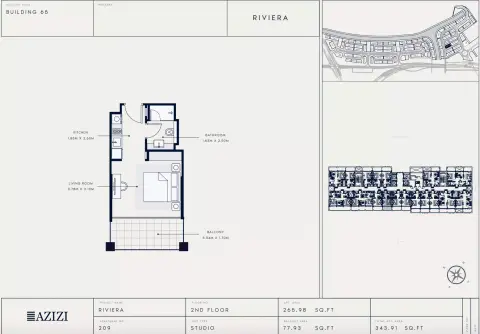 Plattegrond van Studio in Azizi Riviera 65