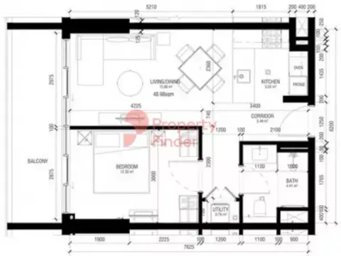 Plattegrond van 1 slaapkamer in The Paragon by IGO