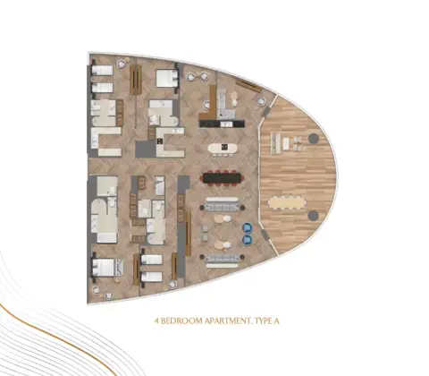 Plattegrond van 4 slaapkamers in Jumeirah Living Business Bay