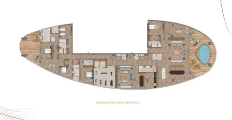 Plattegrond van 5 slaapkamers in Jumeirah Living Business Bay