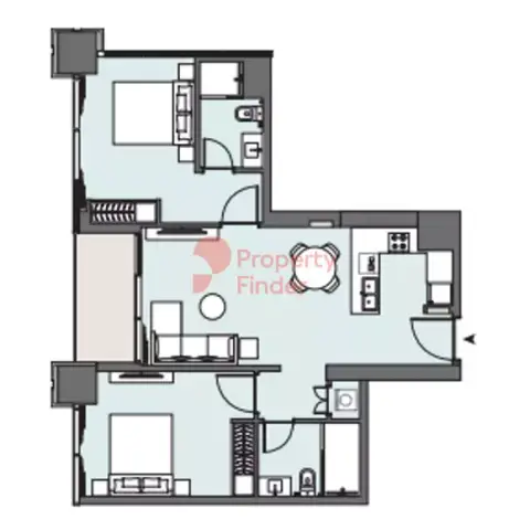 Plattegrond van 2 slaapkamers in Peninsula Phase 3 By Select Group