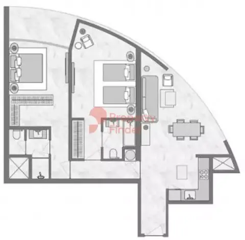 Plattegrond van 2 slaapkamers in The Biltmore Residences Sufouh