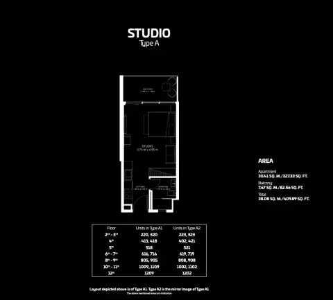 Plattegrond van Studio in Gemz By Danube