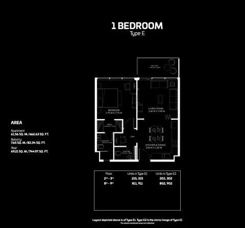 Plattegrond van 1 slaapkamer in Gemz By Danube