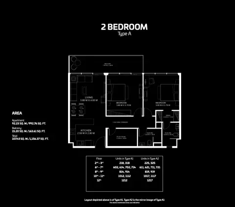 Plattegrond van 2 slaapkamers in Gemz By Danube