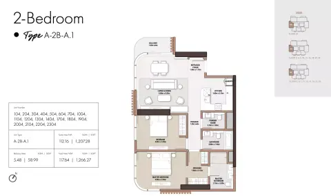 Plattegrond van 2 slaapkamers in The edit at D3
