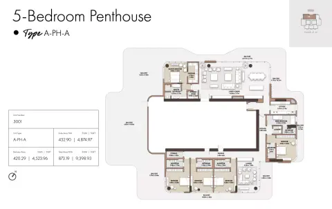 Plattegrond van 5 slaapkamers in The edit at D3