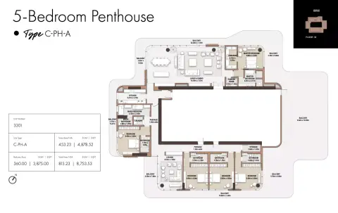 Plattegrond van 5 slaapkamers in The edit at D3