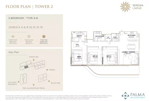 Plattegrond van 3 slaapkamers in Serenia Living