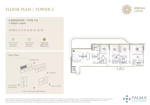 Plattegrond van 4 slaapkamers in Serenia Living