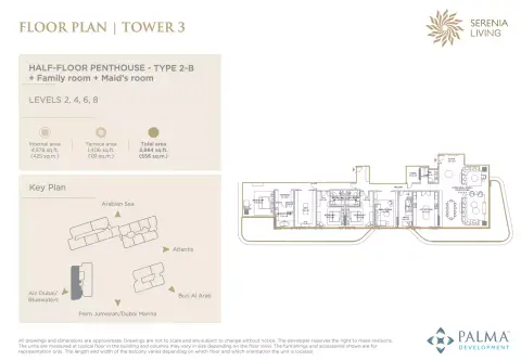 Plattegrond van 3 slaapkamers in Serenia Living