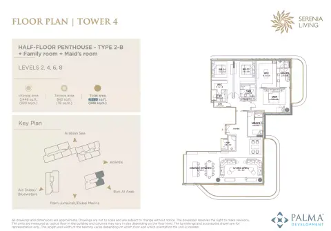 Plattegrond van 3 slaapkamers in Serenia Living