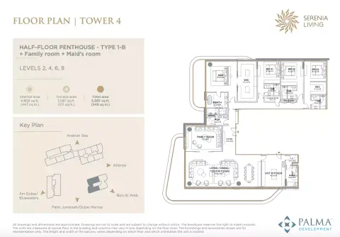 Plattegrond van 4 slaapkamers in Serenia Living
