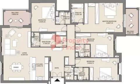 Plattegrond van 4 slaapkamers in Jadeel at Madinat Jumeirah Living By Meraas Holding