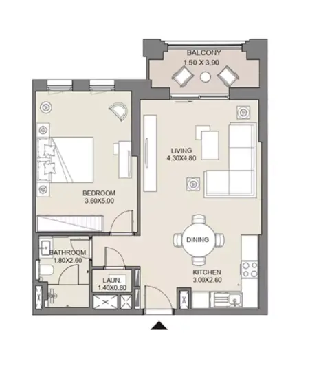 Plattegrond van 1 slaapkamer in Jadeel at Madinat Jumeirah Living By Meraas Holding