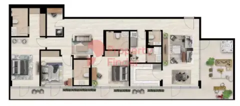 Plattegrond van 3 slaapkamers in Aura By Grovy