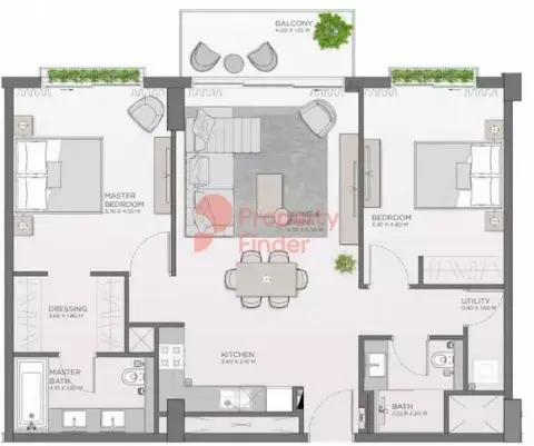 Plattegrond van 2 slaapkamers in Myrtle City Walk