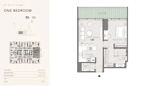 Plattegrond van 1 slaapkamer in MBL Royal