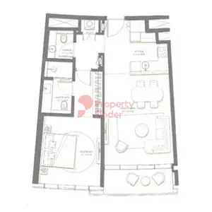 Plattegrond van 1 slaapkamer in Palm Beach Towers
