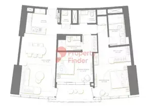 Plattegrond van 2 slaapkamers in Palm Beach Towers