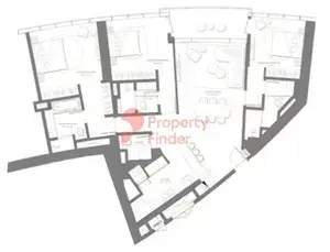 Plattegrond van 3 slaapkamers in Palm Beach Towers