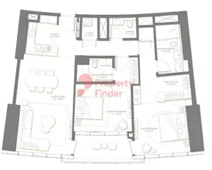 Plattegrond van 2 slaapkamers in Palm Beach Towers