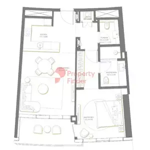 Plattegrond van 3 slaapkamers in Palm Beach Towers