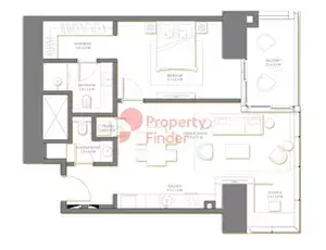Plattegrond van 1 slaapkamer in Palm Beach Towers