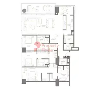 Plattegrond van 3 slaapkamers in Palm Beach Towers