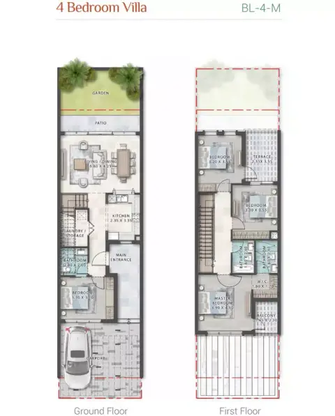 Plattegrond van 4 slaapkamers in Portofino