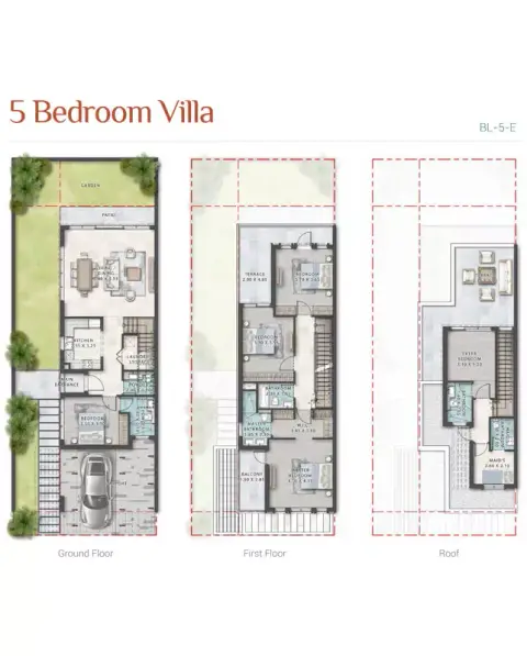 Plattegrond van 5 slaapkamers in Portofino