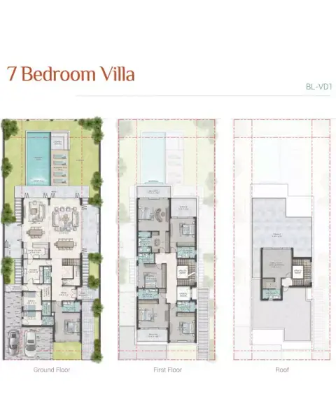 Plattegrond van 7 slaapkamers in Portofino