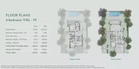 Plattegrond van 4 slaapkamers in Jebel Ali Village By Nakheel