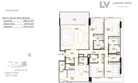 Plattegrond van 4 slaapkamers in Lagoon Views By District One