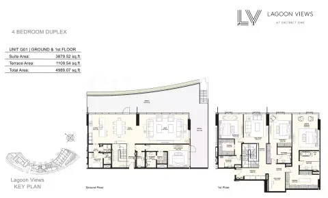 Plattegrond van 4 slaapkamers in Lagoon Views By District One