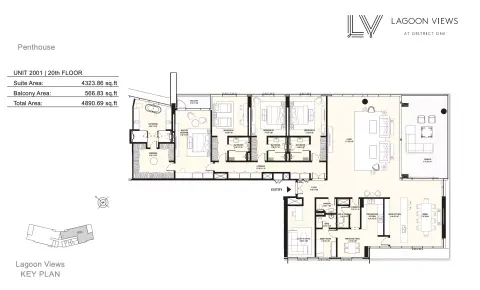 Plattegrond van 4 slaapkamers in Lagoon Views By District One