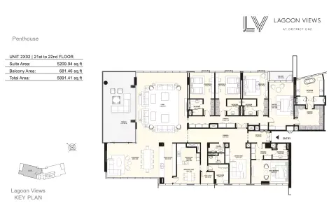 Plattegrond van 5 slaapkamers in Lagoon Views By District One
