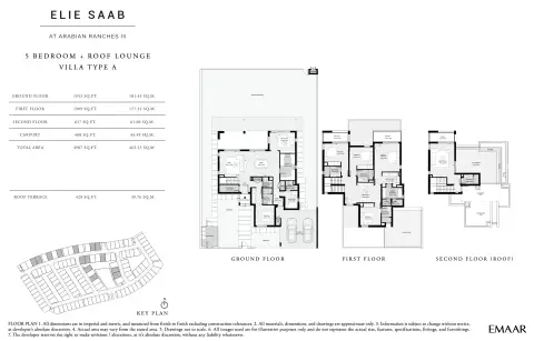 Plattegrond van 5 slaapkamers in Elie Saab Dubai By Emaar